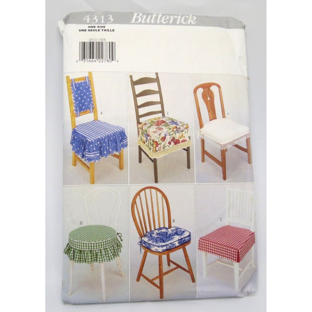 Butterick 4313 Chair Covers & Cushions ONE SIZE 90s Home Decor